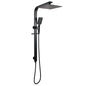10'' Square Black Wide Rail Shower Station Top Water Inlet with 3 Functions Handheld