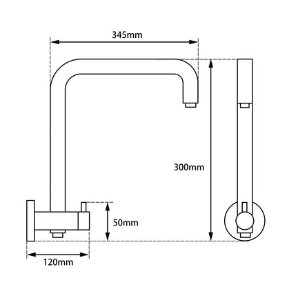 300mm Height Round Chrome Top Water Inlet Shower Rail