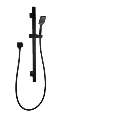 3 Functions Square Black Hand held Shower Set With Rail