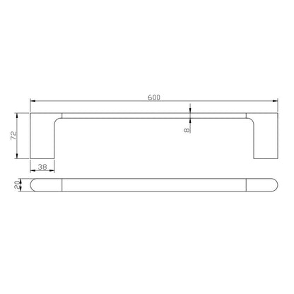 VOG Chrome Single Towel Rail 600mm