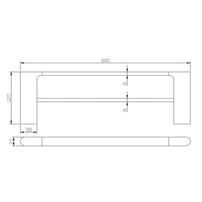 VOG Series Brushed Nickel Double Towel Rail 800mm