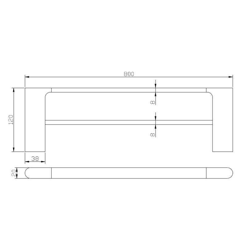 VOG - 800mm Light Brushed Brass Double Towel Rail