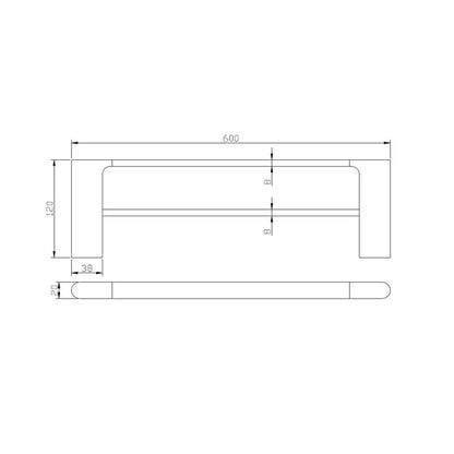 VOG - 600mm Light Brushed Brass Double Towel Rail