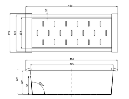 450mm Square Stainless Steel Colander for Kitchen Sink