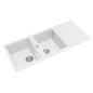 1160*500*200mm White Granite Quartz Stone Kitchen Sink Double Bowls Drainboard Top/Undermount