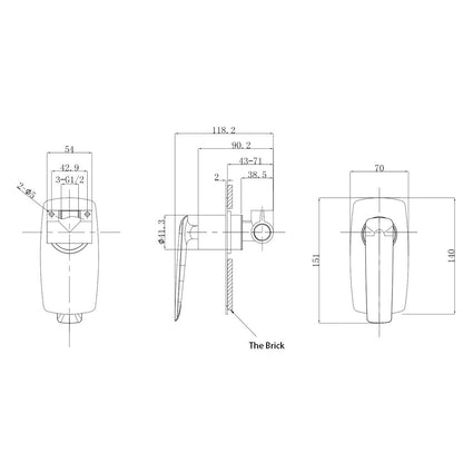 Norico Bellino Brushed Nickel Wall Mixer
