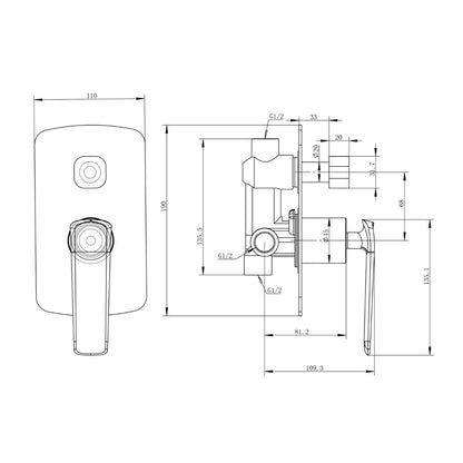 Norico Esperia Chrome Wall Mixer with Diverter